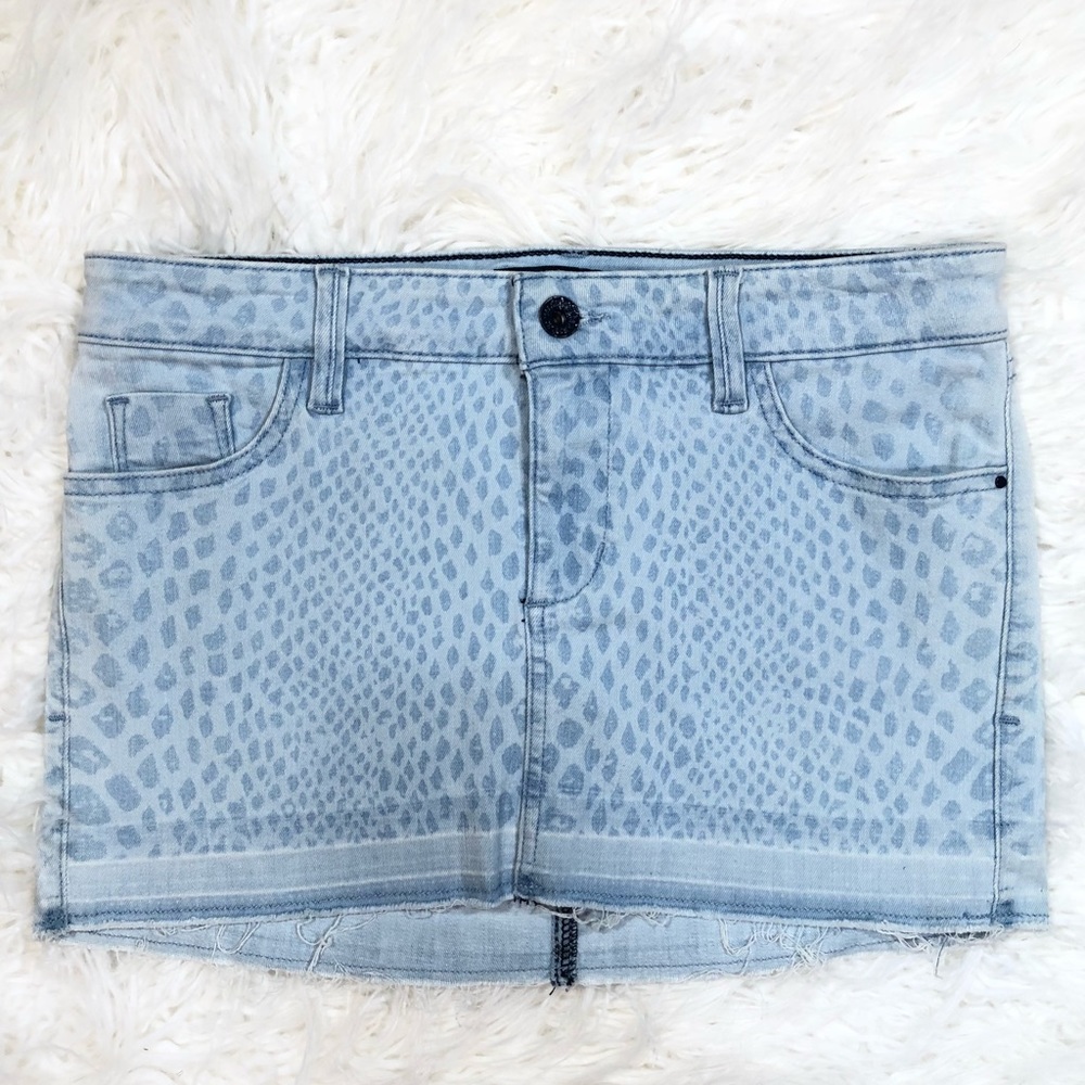 Guess Jean Blue Leopard Print Denim Mini Skirt 27